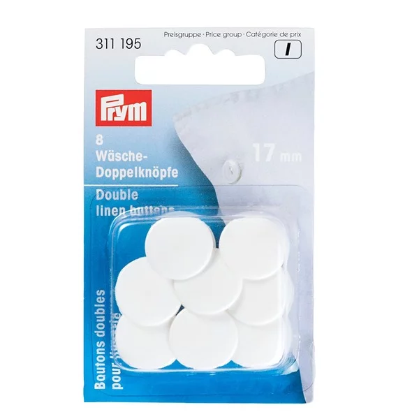 Prym Doble knapper 17mm 8stk - Hvit