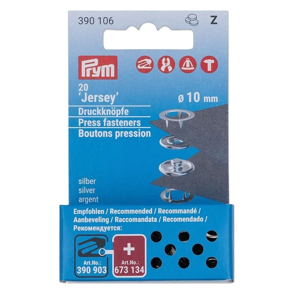 Prym Trykknapper Jersey 10mm 20stk Sølv