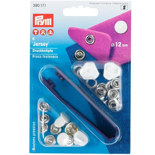 Prym Trykknapper Jersey 12mm 6stk - Hvit