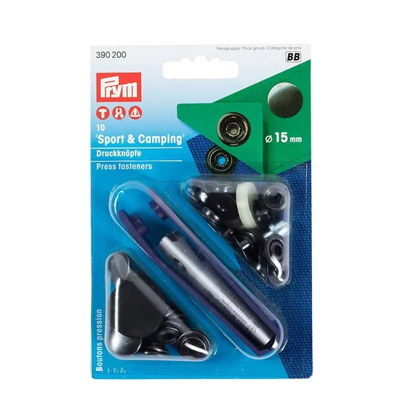 Prym Trykknapper Sport & Camping 15mm 10stk - Sort