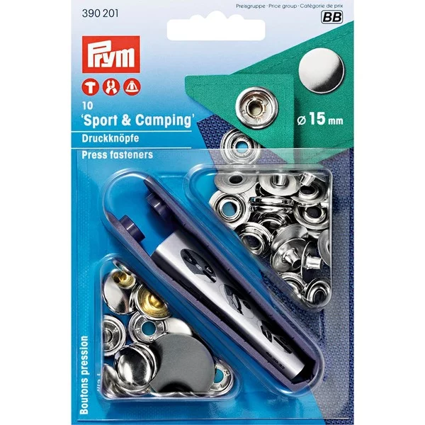 Prym Trykknapper Sport & Camping 15mm 10stk - Sølv