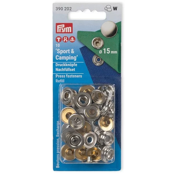Prym Trykknapper Sport & Camping 15mm 10stk - Sølv