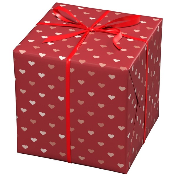 Julepapir 10m Rødt - Hjerter