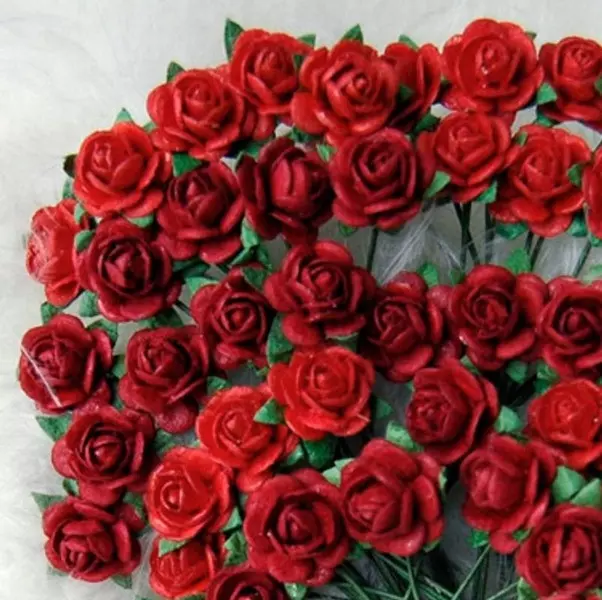 Papirblomster: Roser 1.8cm, Rød