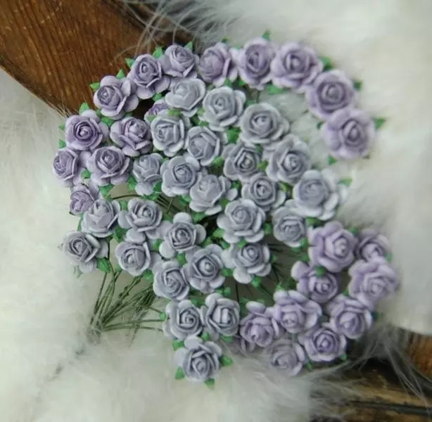 Papirblomster: Roser 1.2cm, Lys Vintage Lilla