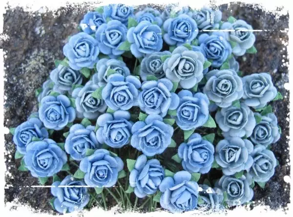 Papirblomster: Roser 1.0cm, Vintage blå