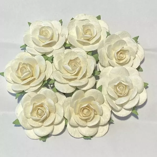 Papirblomster: Roser 3.5cm, Hvit