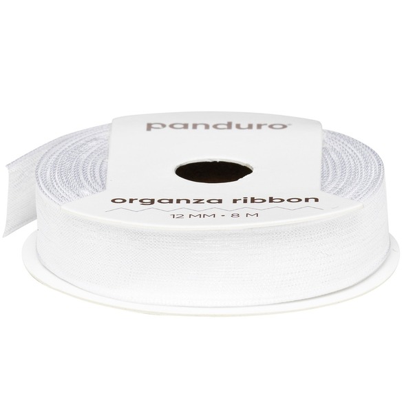 Organzabånd 12 Mm 8 M Hvit