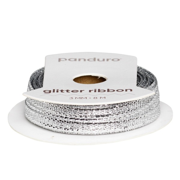 Glitterbånd 3 Mm 8 M Sølv