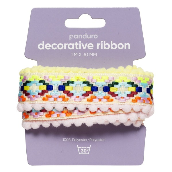 Dekorbånd Pompong Rosa/gul 1 M (U)