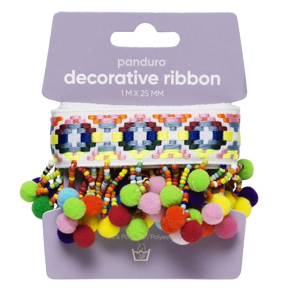 Dekorbånd Perler/pompong 1 M (U)