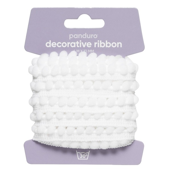 Pompongbånd Hvitt 4 M (U)