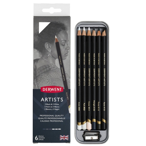 Artists Blyanter 3 Hvite/3 Sor