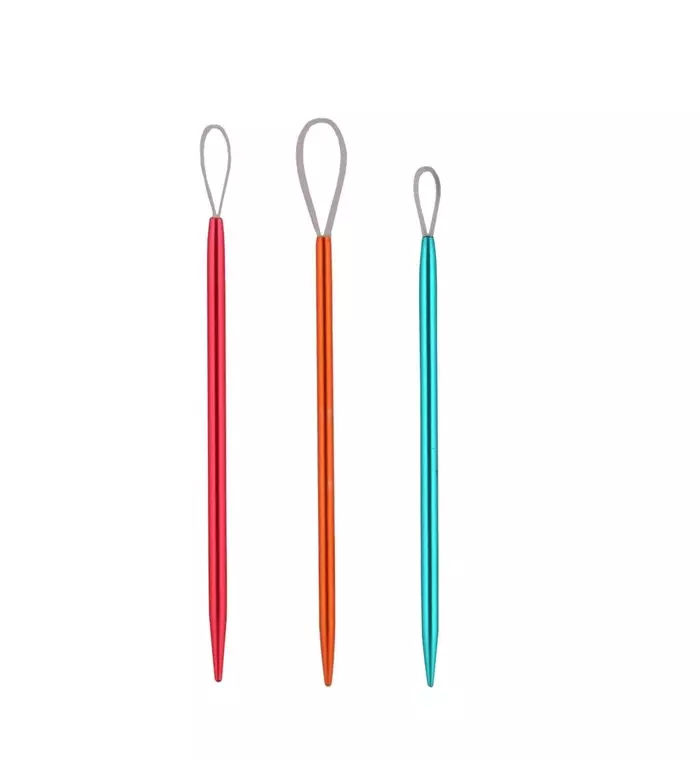 Ullnåler i farget aluminium, 2.25, 2.75 og 3.25 mm - Sett á 3 stk