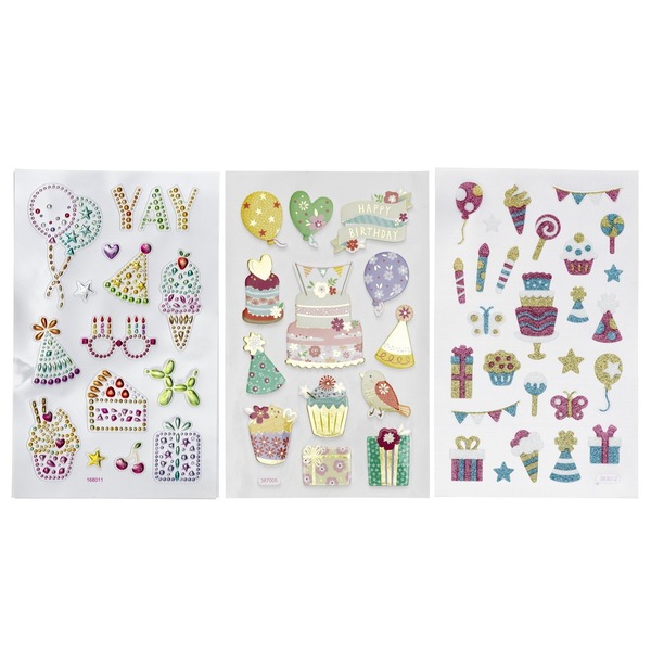 Klistremerker 3p Bursdagsfeiri