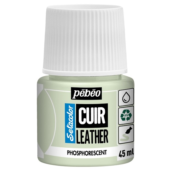 Pebeo Cuir Leather 45 Ml Lærfarge – Fosforescerende, Lett Selvlysende