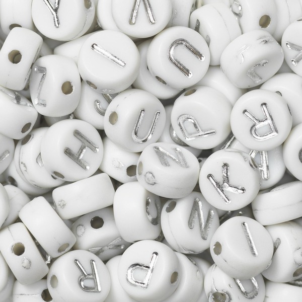 Bokstavperler Hvit/sølv