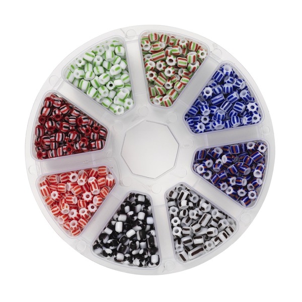 Rocailler 6/0 Stripet 8 Farger