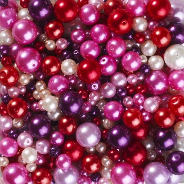 Perlemiks Glass Rosa Rød 4-10