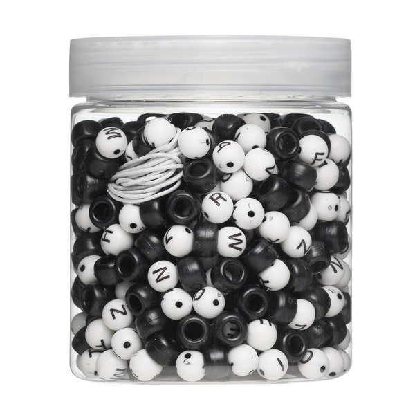 Runde Bokstavperler Svart/hvit (U)