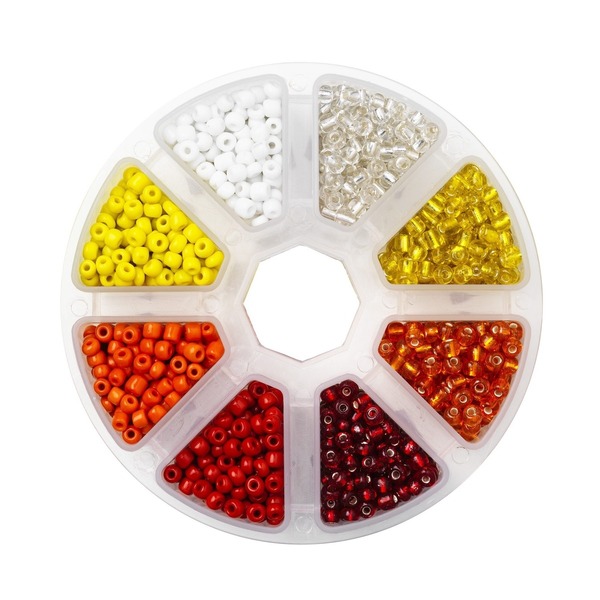 Rocailles 6/0 Rød Miks 8 Farge (U)