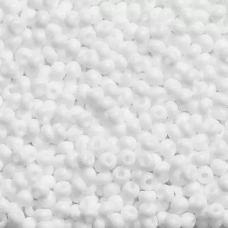 Rocaillesperle 6/0 Hvit Opak