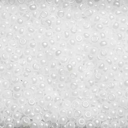 Rocaillesperle 9/0 Hvit Halvtr
