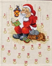 Broderisett: Adventskalender, Julemand m/hund
