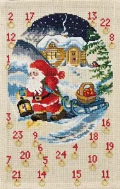 Broderisett: Adventskalender, Nisse med æblekurv