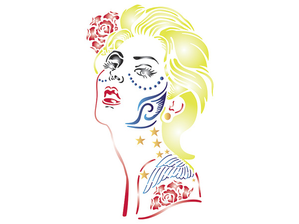 Pronty Sjablong A4 - Dame med tatovering