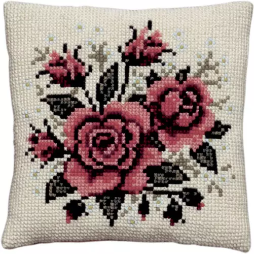 Broderisett: Pute, Roser (P?)