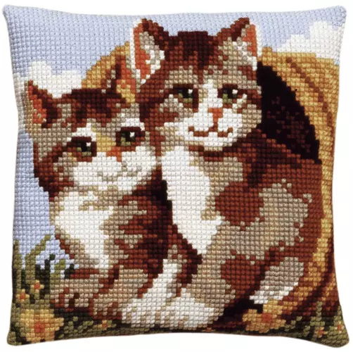 Broderisett: Pute, 2 kittens (P?)