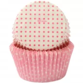 Muffinsform STD Rosa/Hvite miniprikker, 50 stk