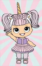 Diamond Painting, 20x30cm, Little Girl in a Unicorn Dress