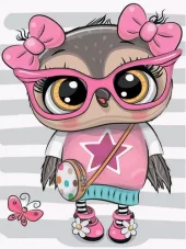 Diamond Painting, 20x30cm, Fashionable Owl