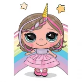 Diamond Painting, 20x30cm, Unicorn Girl