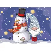 Diamond Painting, 30x40cm, Snowman with Dwarf