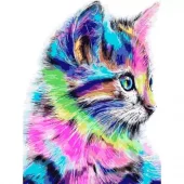 Diamond Painting, 40x50cm, Colorful Kitten