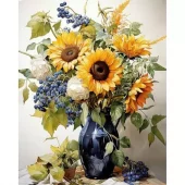 Diamond Painting, 40x50cm, Golden Sunflowers Bouquet