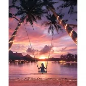 Diamond Painting, 40x50cm, Swing in Sunset
