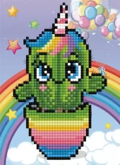 Diamond Painting, 17x22cm, Rainbow Cactus