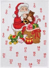 Broderisett: Adventskalender, Julemand med bamse
