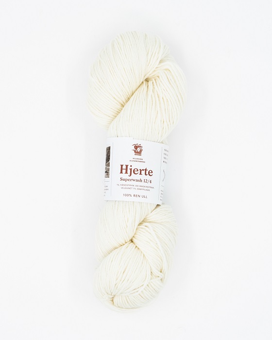 Hillesvåg: Hjerte Superwash, 960, halvbleket hvit