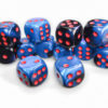 Terningsett: Gemini, D6, 16mm, 12pcs, Black-Starlight/Red