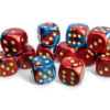 Terningsett: Gemini, D6, 16mm, 12pcs, Red-Teal/Gold