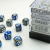 Terningsett: Gemini, D6, 12mm, 36pcs, Blue-Steel/White