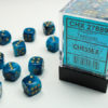 Terningsett: Phantom, D6, 12mm, 36pcs, Teal/Gold