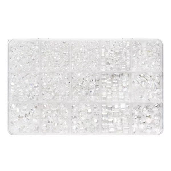 FASETTERTE KLARE GLASSPERLER