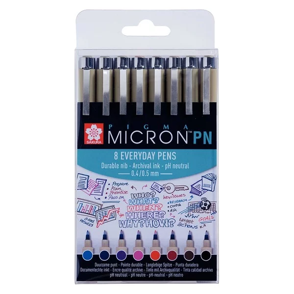 Sakura Pigma Micron PN - Sett med 8 farger