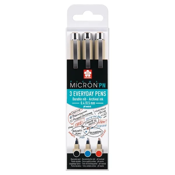 PIGMA MICRON PN 3PK SO/BLÅ/RØD